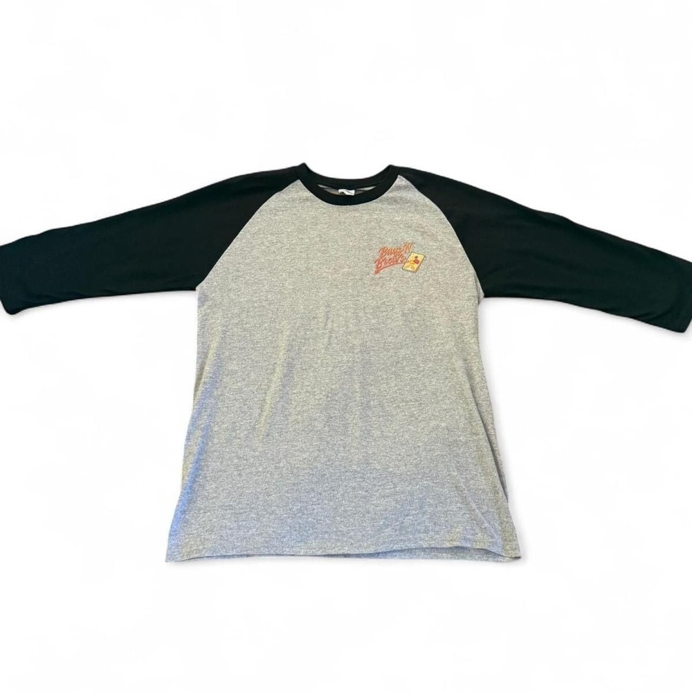 Vintage Bags N Brews Raglan Baseball T-Shirt Grey Black Size L
